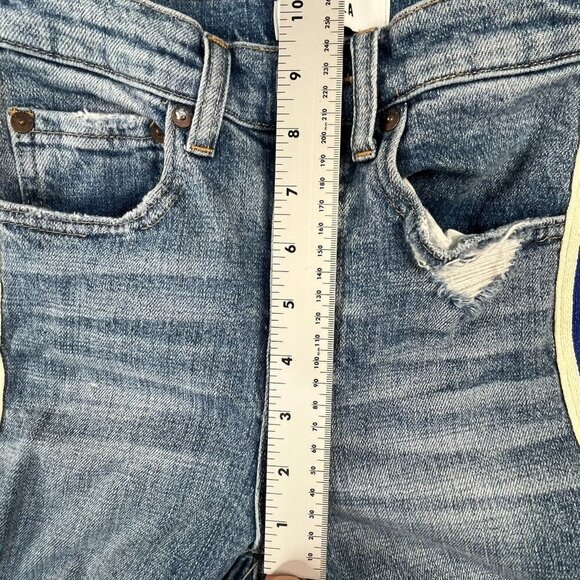 Pistola Monroe Straight Leg Cropped Cigarette Jeans Side Stripe Medium Wash - Picture 9 of 12